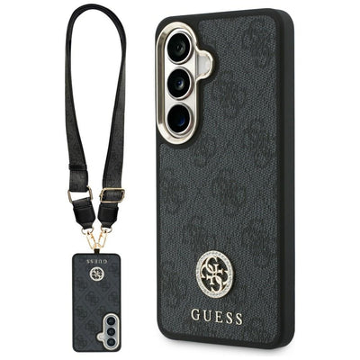 Husa Guess 4G Big Rhinestone Triangle Curea Magsafe pentru Samsung Galaxy S26 Negru