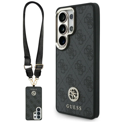 Husa Guess 4G Big Rhinestone Triangle Curea Magsafe pentru Samsung Galaxy S26 Ultra Negru