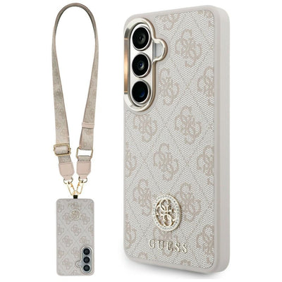 Husa Guess 4G Big Rhinestone Triangle Curea Magsafe pentru Samsung Galaxy S26 Roz