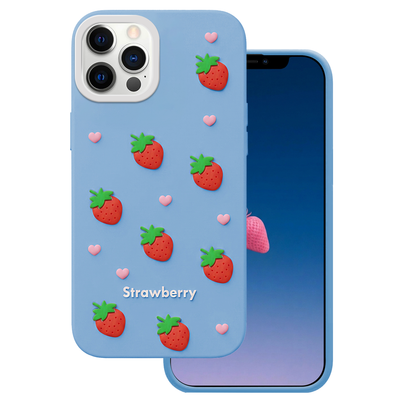 Husa Strawberry pentru iPhone 12 / 12 Pro 6,1" Albastru