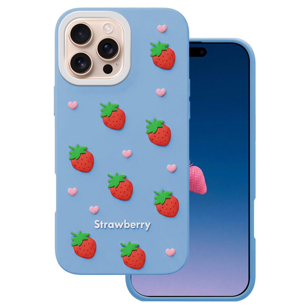 Husa Strawberry pentru iPhone 16 Pro 6,3" Albastru