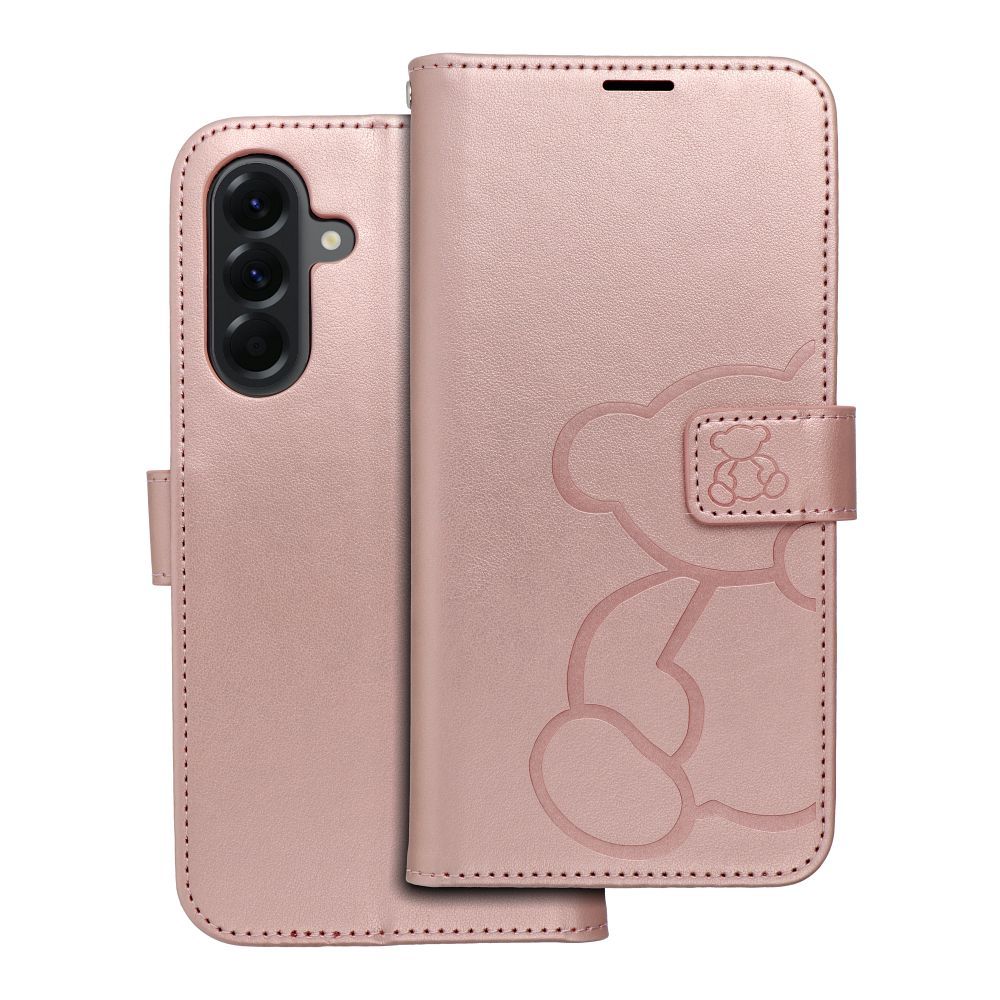 Husa Mezzo Book Flip pentru Samsung A56 5G Teddy Bear Roz auriu