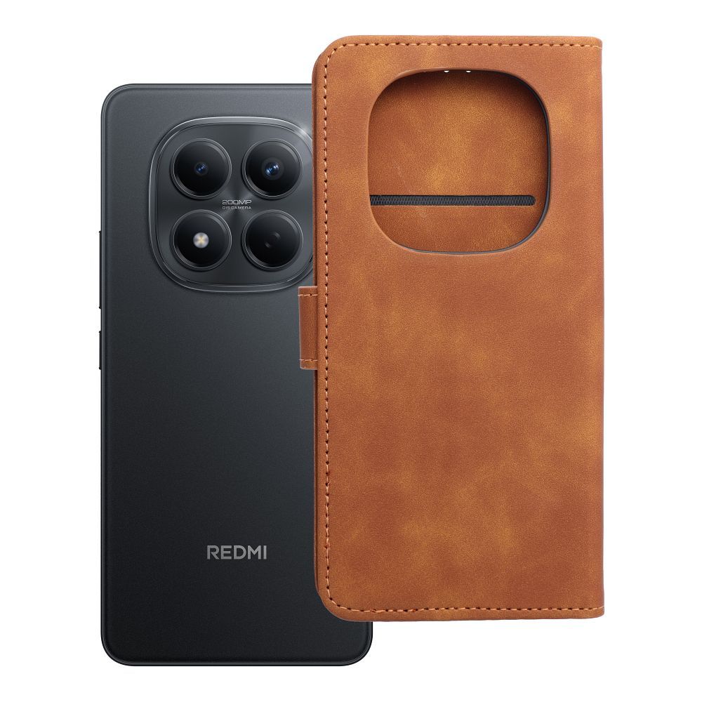 Husa Tender Book Flip pentru Xiaomi Redmi Note 15 PRO 4G Maro