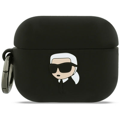 Husa Karl Lagerfeld Silicone Karl Head 3D pentru AirPods Pro 3 Negru