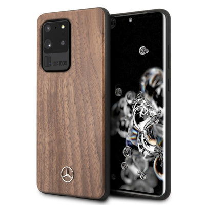 Husa Mercedes Wood Line Walnut pentru Samsung Galaxy S20 Ultra - Maro