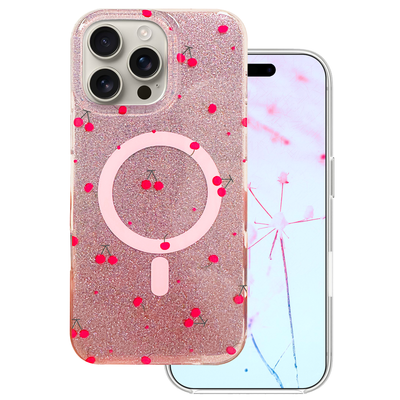 Husa Cherry Mag pentru iPhone 16 Pro Max 6,9" Glitter