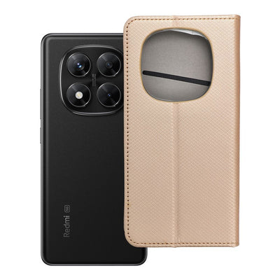 Husa Smart Book pentru Xiaomi Redmi Note 14 PRO 5G / 14 PRO Plus 5G Auriu
