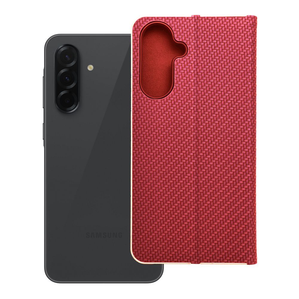 Husa Luna Book Carbon Flip pentru Samsung A36 5G Rosu