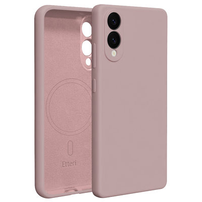 Husa Etteri Silicone Mag pentru Samsung Galaxy S25 Edge Roz deschis