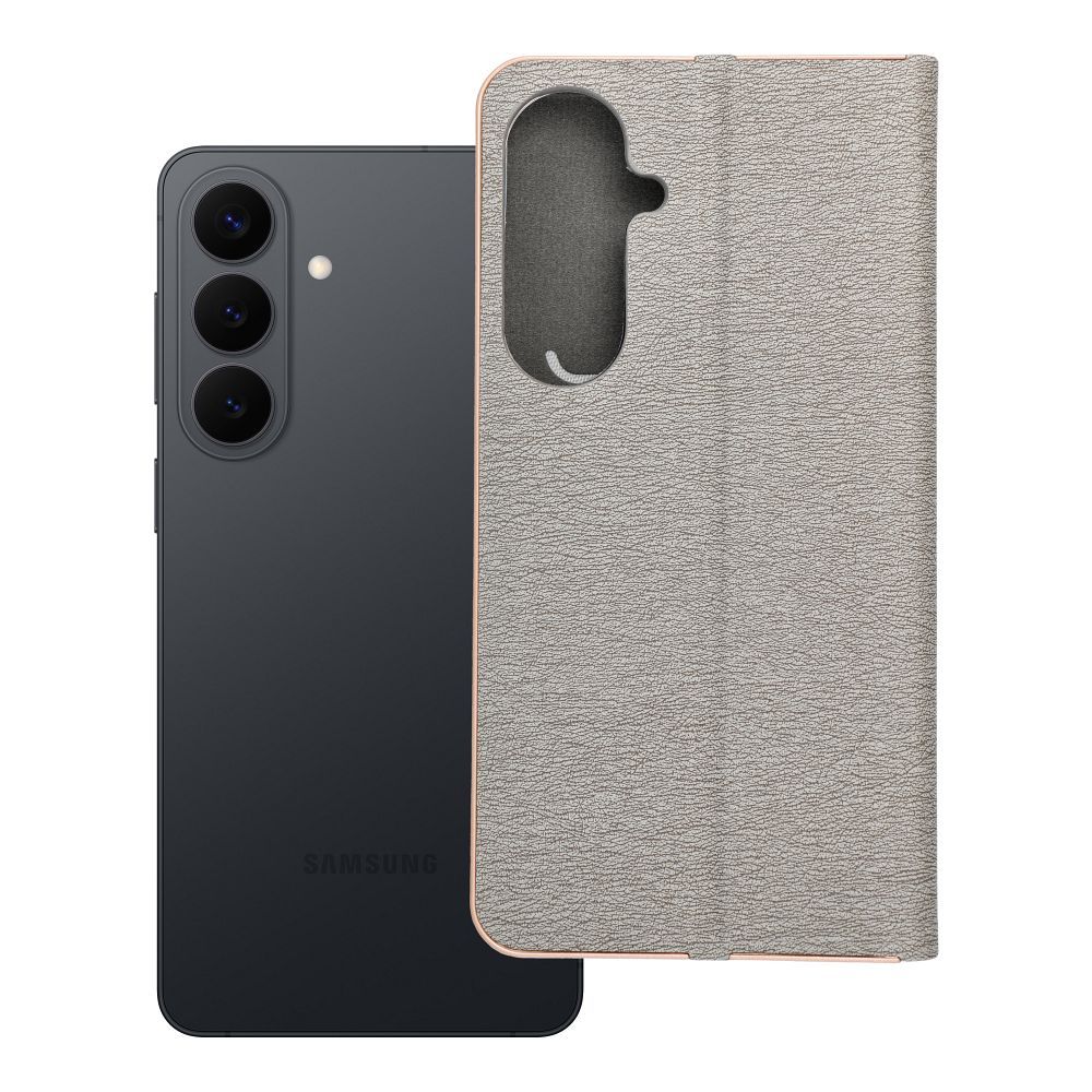 Husa Luna Book Auriu Flip pentru Samsung S26 Plus Argintiu