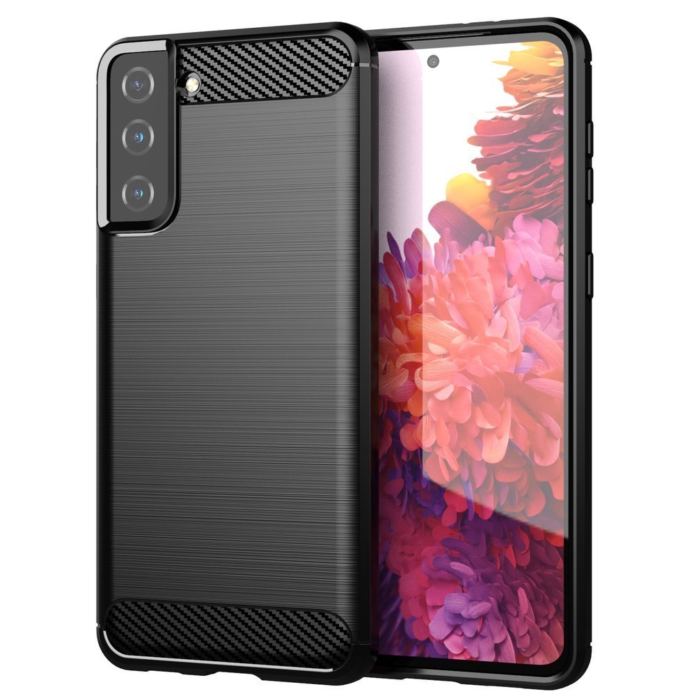 Husa Carbon Flexible Cover TPU pentru Samsung Galaxy S21+ 5G (S21 Plus 5G) Negru