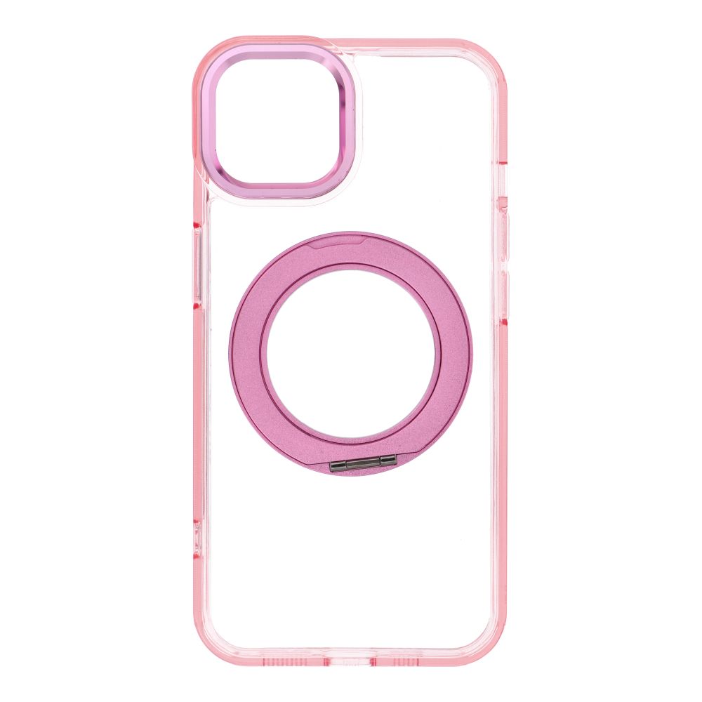 Husa pentru iPhone 13 Frame Circle Stand Compatible cu Magsafe Roz