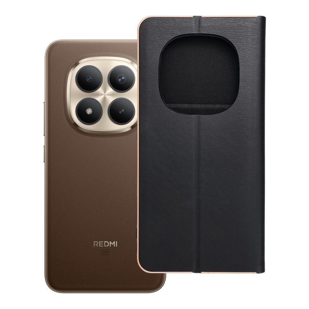 Husa Luna Book Auriu Flip pentru Xiaomi Redmi Note 15 PRO Plus 5G Negru