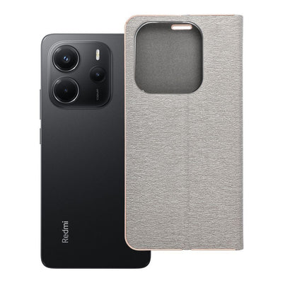 Husa Luna Book Auriu Flip pentru Xiaomi Redmi Note 14 5G Argintiu