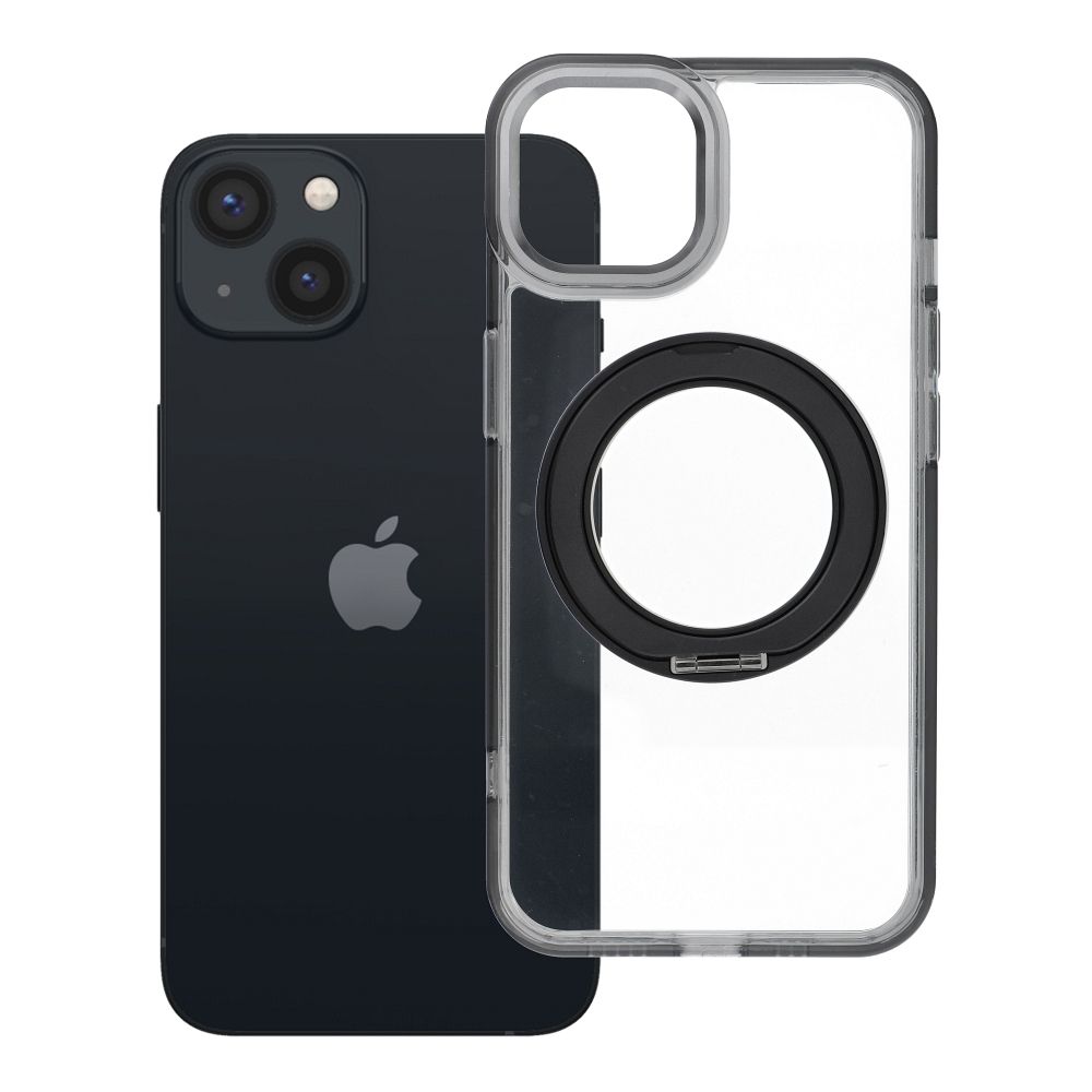 Husa pentru iPhone 13 Frame Circle Stand Compatible cu Magsafe Negru