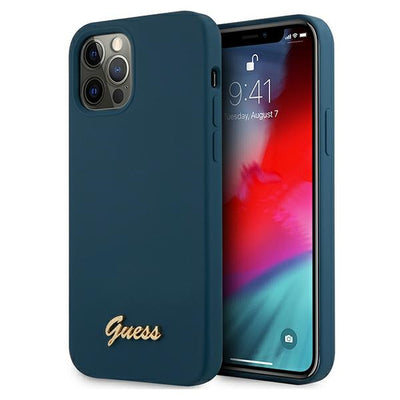 Husa Guess Guhcp12llslmgbl iPhone 12 Pro Max 6.7" Albastru/Albastru Hardcase Metal Logo Script