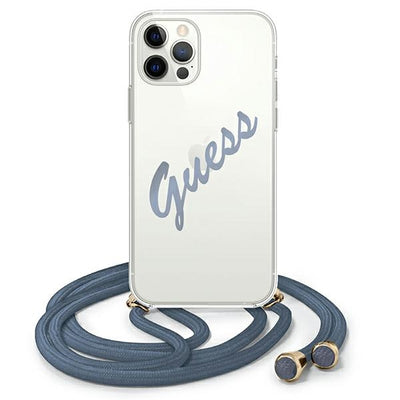 Husa Guess iPhone 12/12 Pro 6.1" Albastru/Albastru Hardcase Script Vintage