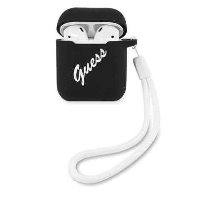 Husa Guess AirPods Cover Negru/Alb Silicone Vintage