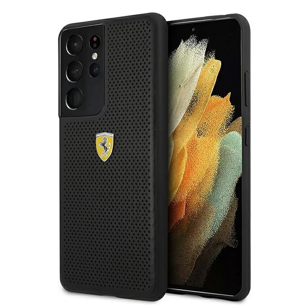 Husa Ferrari Fespehcs21lbk S21 Ultra G996 Negru/Negru Hardcase On Track Perforated