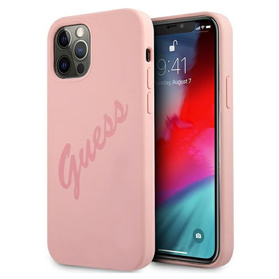 Husa Guess iPhone 12 Pro Max 6.7" Roz/Roz Hardcase Script Vintage