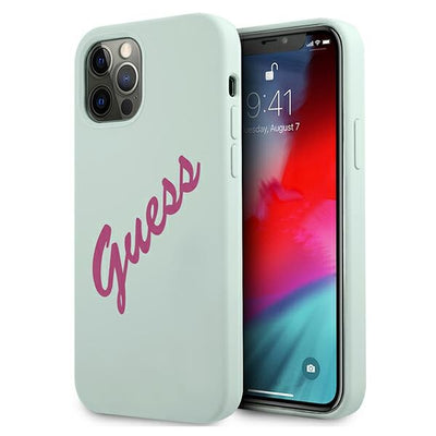 Husa Guess iPhone 12/12 Pro 6.1" Albastru Fuchsia/Albastru Fuschia Hardcase Silicone Vintage