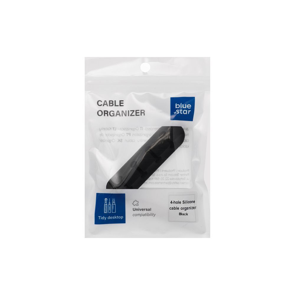 Cablu Albastru Star Silicone Self-adhesive Organizer pentru 4 - Negru (1 Pc.)