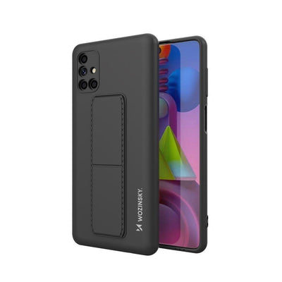 Husa Wozinsky Kickstand Silicone cu Stand pentru Samsung Galaxy M51 Negru