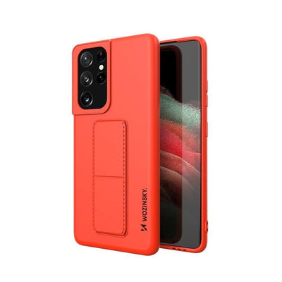 Husa Wozinsky Kickstand Silicone cu Stand Samsung Galaxy S21 Ultra 5G Rosu