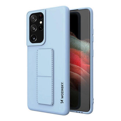 Husa Wozinsky Kickstand Silicone cu Stand pentru Samsung Galaxy S21 Ultra 5G Albastru deschis