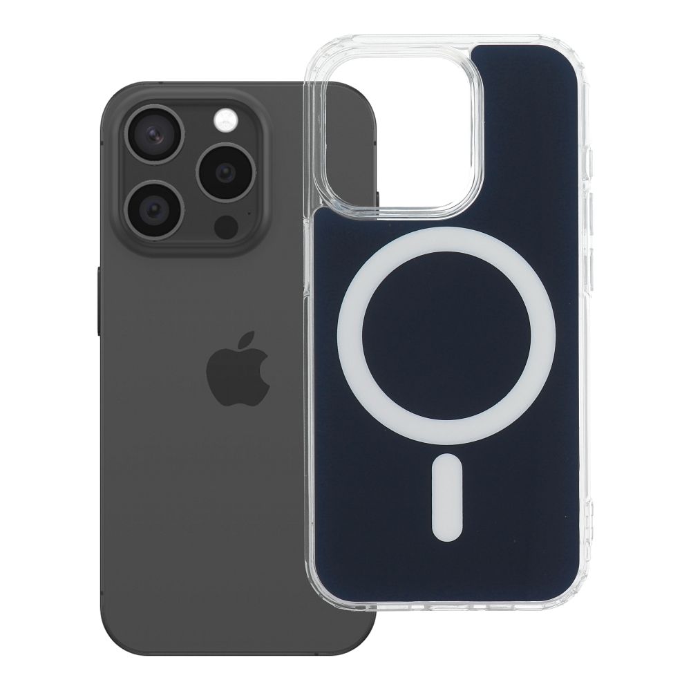 Husa Transparent Fusion Mag pentru iPhone 15 PRO Compatible cu Magsafe Bleumarin