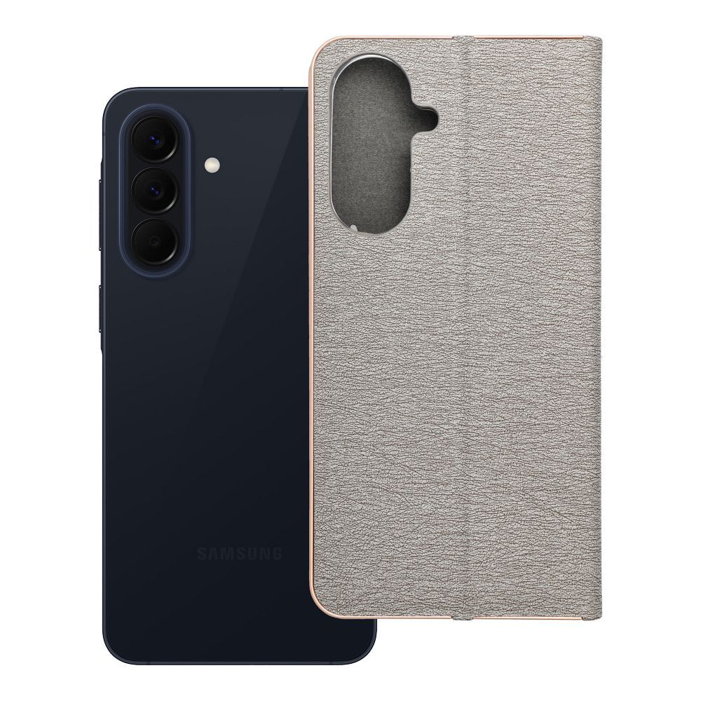 Husa Luna Book Auriu Flip pentru Samsung A57 5G Argintiu