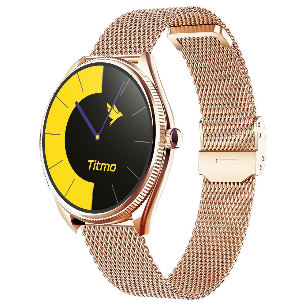 Curea Titmo Smartwatch O-170 (Amoled, Bluetooth Call, Stainless Steal Auriu Mesh ) Auriu