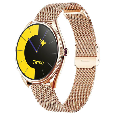 Curea Titmo Smartwatch O-170 (Amoled, Bluetooth Call, Stainless Steal Auriu Mesh ) Auriu