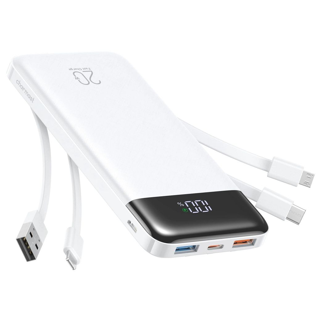 Cablu Charmast Acumulator extern W2065 Pd3.0 3A 22,5W 20000 Mah cu Built-in USB A / USB C / Lightning / Micro USB Alb