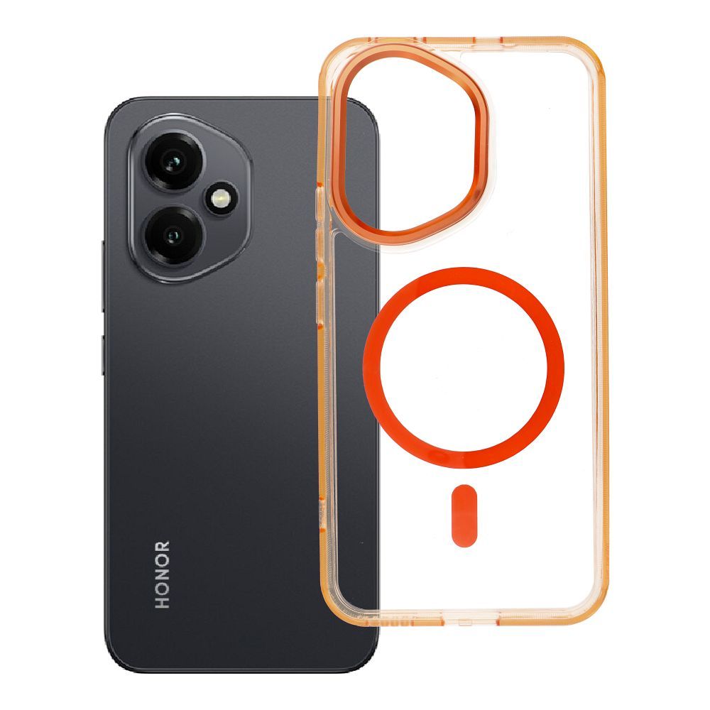 Husa Frame Transparent Hybrid Mag pentru Honor 400 Compatible cu Magsafe Hermes Portocaliu