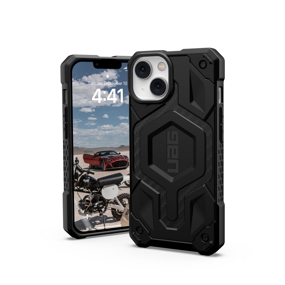 Husa Urban Armor Gear UAG Monarch Compatible cu Magsafe pentru iPhone 14 Plus Carbon Fiber