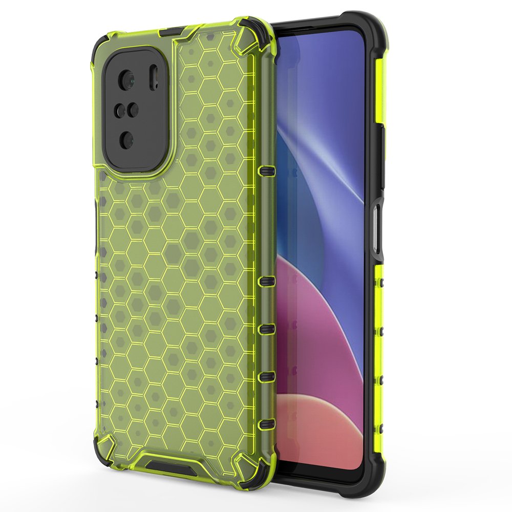 Husa Honeycomb Armor cu TPU Bumper pentru Xiaomi Redmi K40 Pro+ / K40 Pro / K40 / Poco F3 Verde