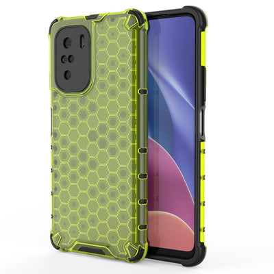 Husa Honeycomb Armor cu TPU Bumper pentru Xiaomi Redmi K40 Pro+ / K40 Pro / K40 / Poco F3 Verde