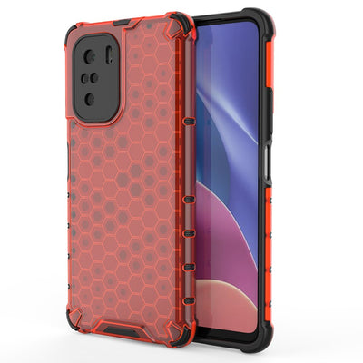 Husa Honeycomb Armor cu TPU Bumper pentru Xiaomi Redmi K40 Pro+ / K40 Pro / K40 / Poco F3 Rosu