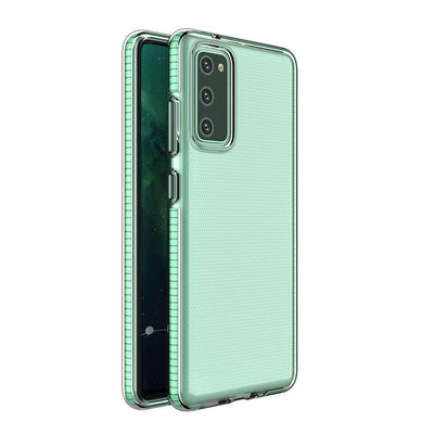Husa Spring Transparent TPU Gel Protective Cover cu Colorful Frame pentru Samsung Galaxy A72 4G Mint