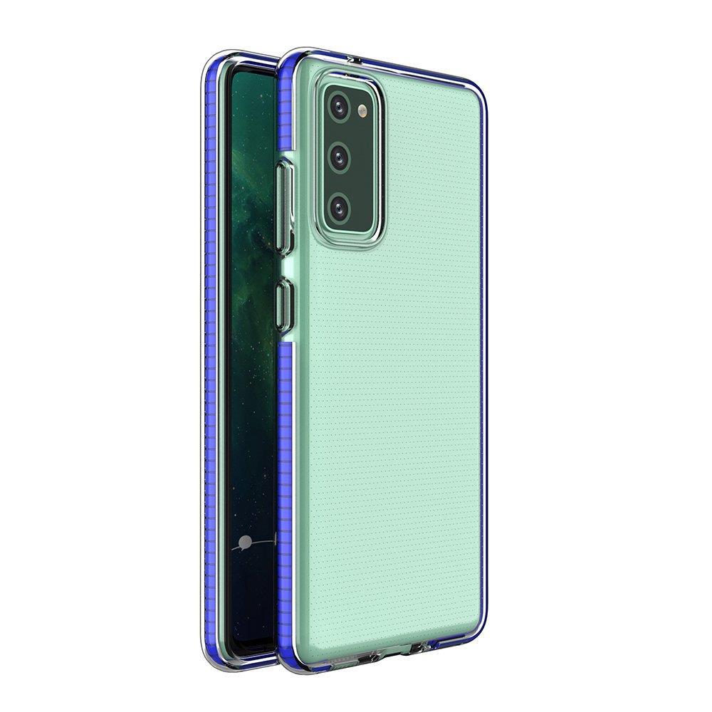 Husa Spring Transparent TPU Gel Protective Cover cu Colorful Frame pentru Samsung Galaxy A72 4G Albastru inchis