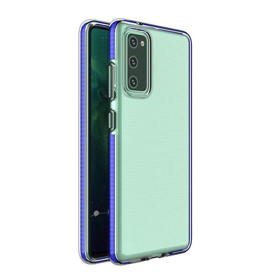 Husa Spring Transparent TPU Gel Protective Cover cu Colorful Frame pentru Samsung Galaxy A72 4G Albastru inchis