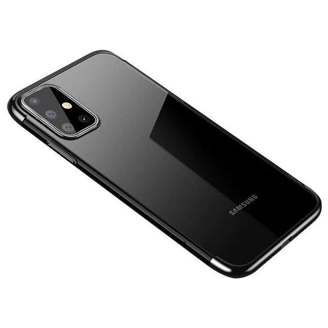 Husa Transparent Color Gel TPU Electroplating Frame Cover pentru Samsung Galaxy A72 4G Negru