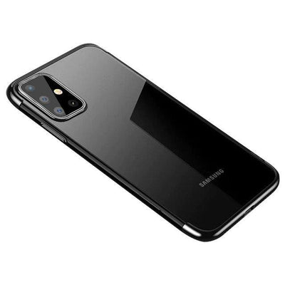 Husa Transparent Color Gel TPU Electroplating Frame Cover pentru Samsung Galaxy A72 4G Negru