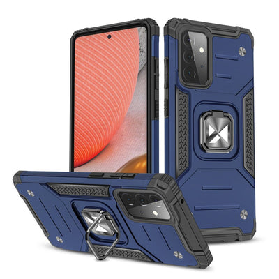 Husa Wozinsky Ring Armor Kickstand Tough Rugged Cover pentru Samsung Galaxy A72 4G Albastru