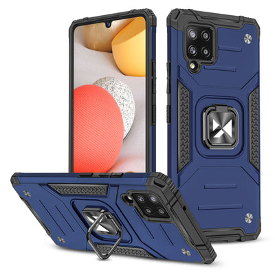 Husa Wozinsky Ring Armor Kickstand Tough Rugged Cover pentru Samsung Galaxy A42 5G Albastru
