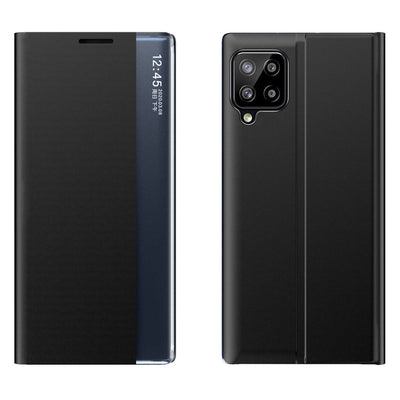 Husa Sleep Bookcase Type cu Smart Window pentru Samsung Galaxy A22 4G Negru