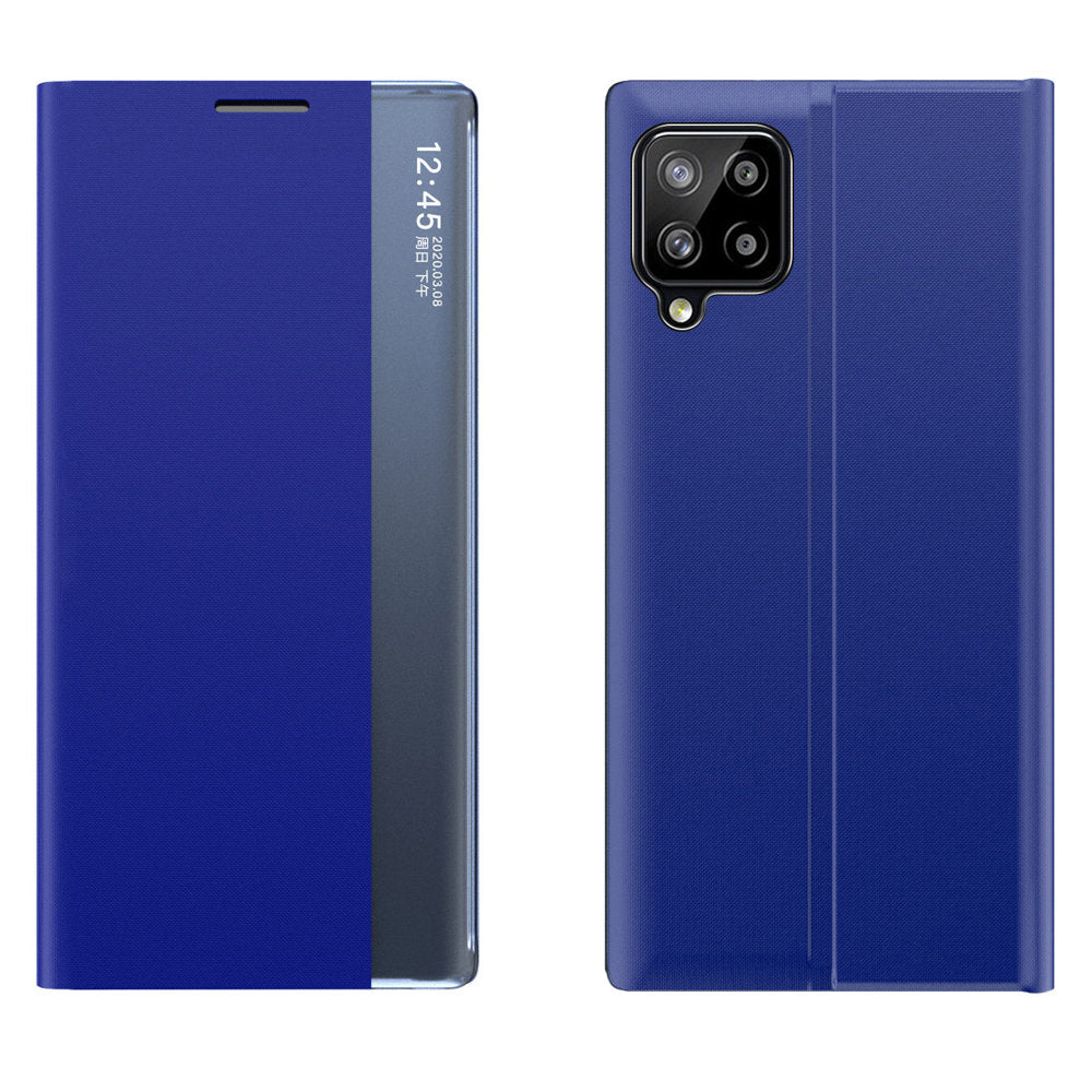 Husa Sleep Bookcase Type cu Smart Window pentru Samsung Galaxy A22 4G Albastru