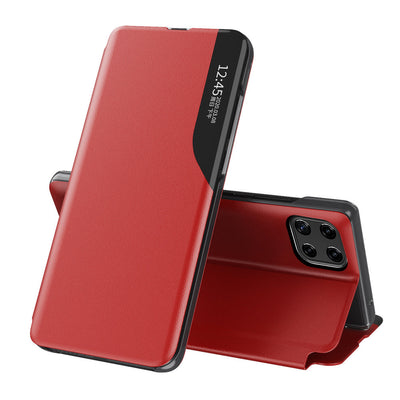 Husa Eco Leather View Elegant Bookcase Type cu Kickstand pentru Samsung Galaxy A22 4G Rosu
