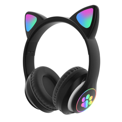 Casti pentru Kids Bluetooth LED / Cat Ears, Negru / Negru